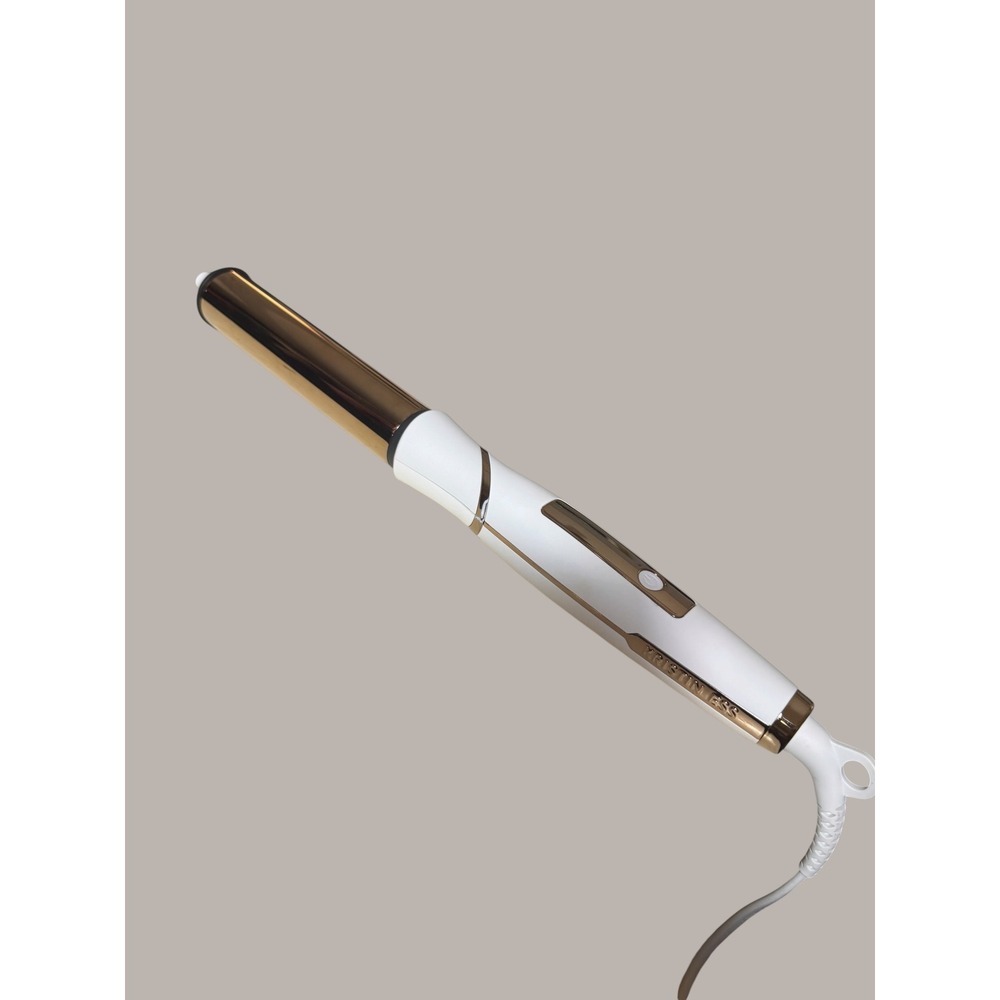 Kristin Ess Pivot Curling Wand White and Gold 1 1/4 " Rotating Hair Styling Iron